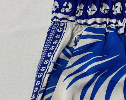 Zara Blue Tropical Print Wide-Leg Flowy Shorts