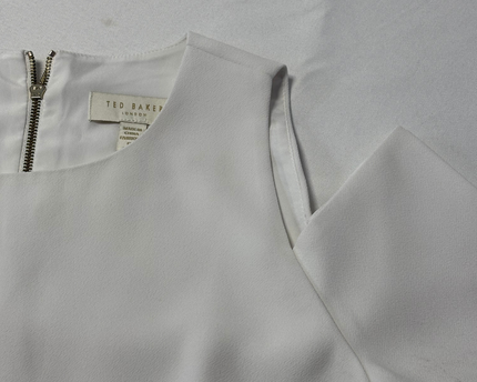 Ted Baker White Cold Shoulder Flutter Sleeve Blouse