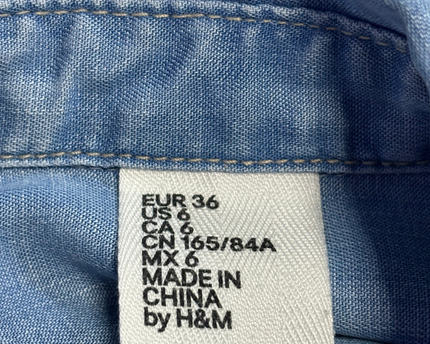 H&M Blue Denim Button-Down Shirt Dress