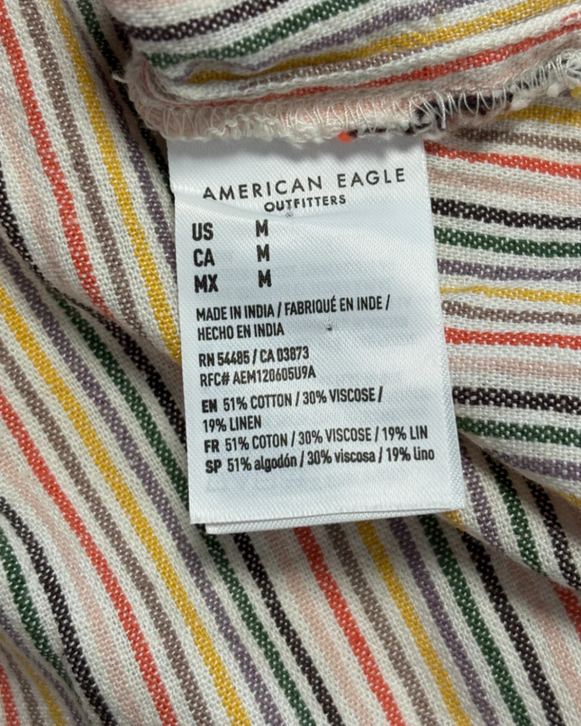 American Eagle Multicolor Striped Linen Blend Halter Top