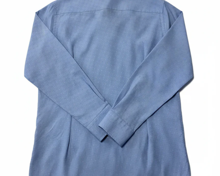ETON Blue Contemporary Fit Micro-Patterned Cotton Dress Shirt