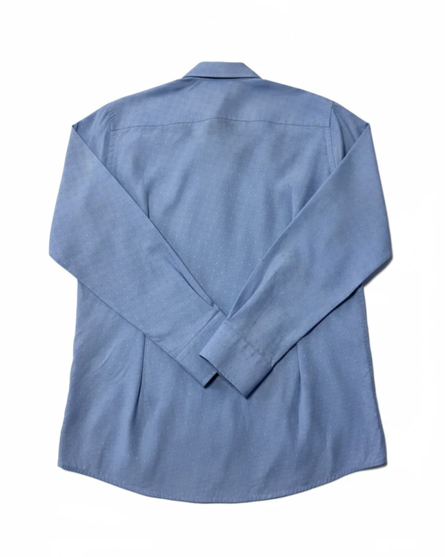 ETON Blue Contemporary Fit Micro-Patterned Cotton Dress Shirt