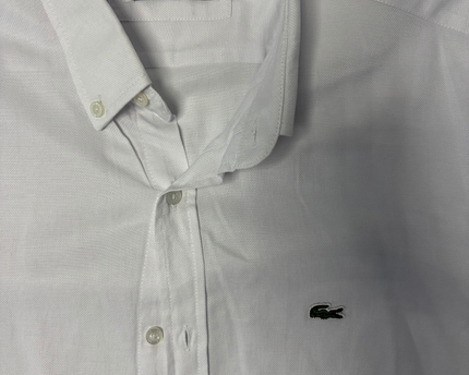 Lacoste White Slim Fit Long Sleeve Button-Down Shirt