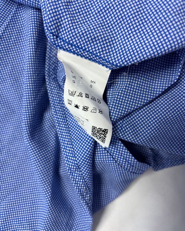 Boss Blue Slim Fit Micro-Pattern Button-Down Shirt