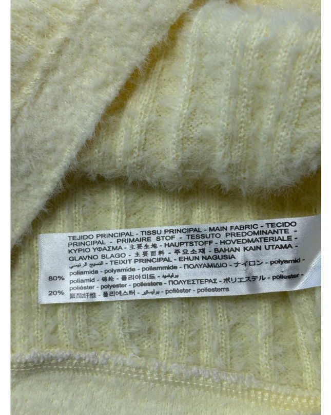 Bershka Pale Yellow Fuzzy Ribbed Knit V-Neck Sweater Vest