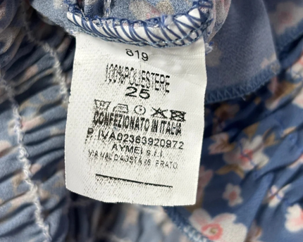 ITALY Series Blue Floral Smocked Puff Sleeve Top