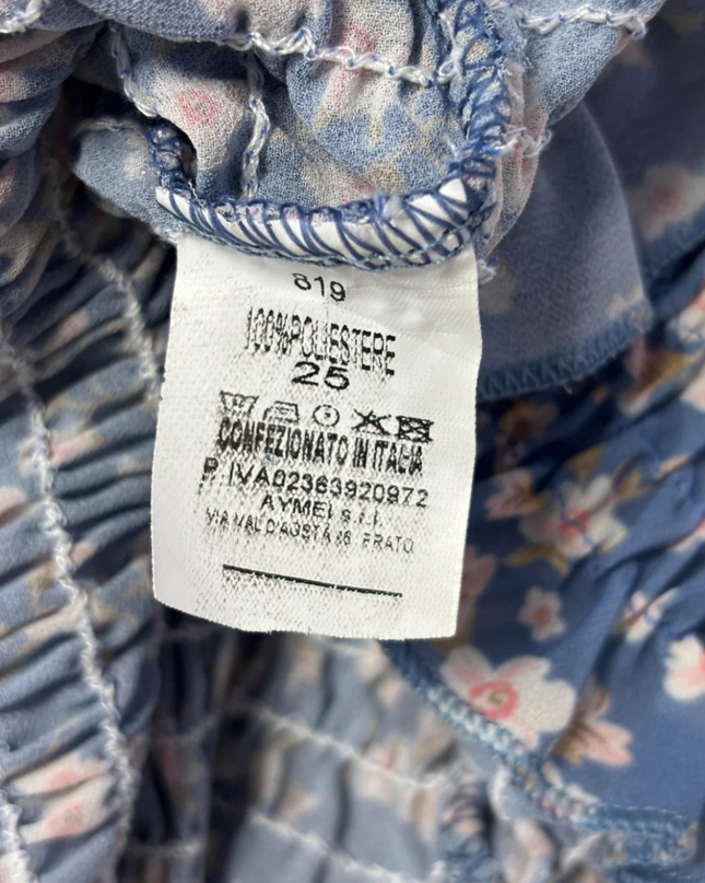 ITALY Series Blue Floral Smocked Puff Sleeve Top