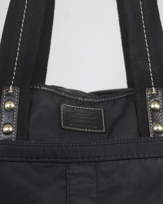 Coach Black Nylon and Leather Tote Bag