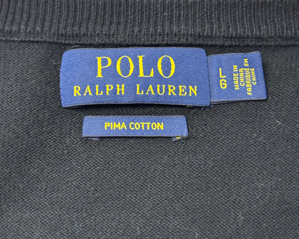 Polo Ralph Lauren Black Pima Cotton V-Neck Sweater