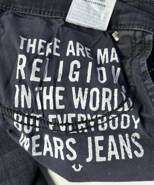 True Religion Dark Gray Halle Mid Rise Super Skinny Jeans