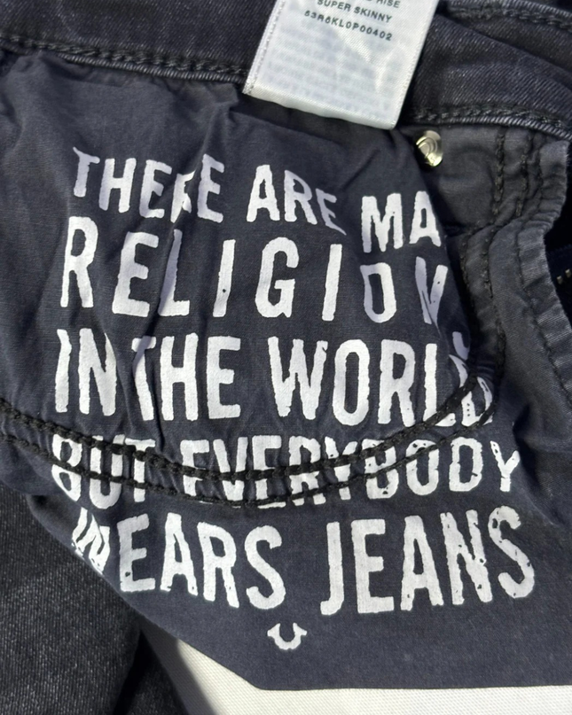 True Religion Dark Gray Halle Mid Rise Super Skinny Jeans