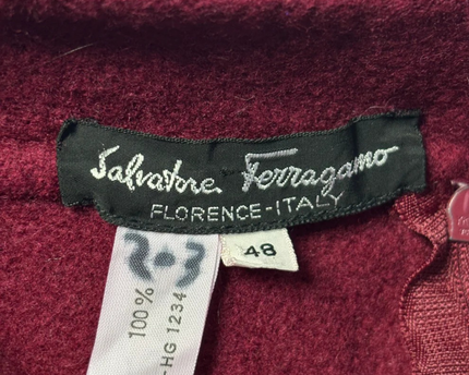 Salvatore Ferragamo Maroon Double-Breasted Wool Skirt Suit Set