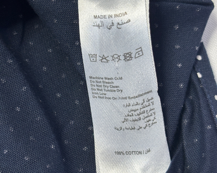 OFFROAD Navy Blue Polka Dot Long Sleeve Button-Down Shirt
