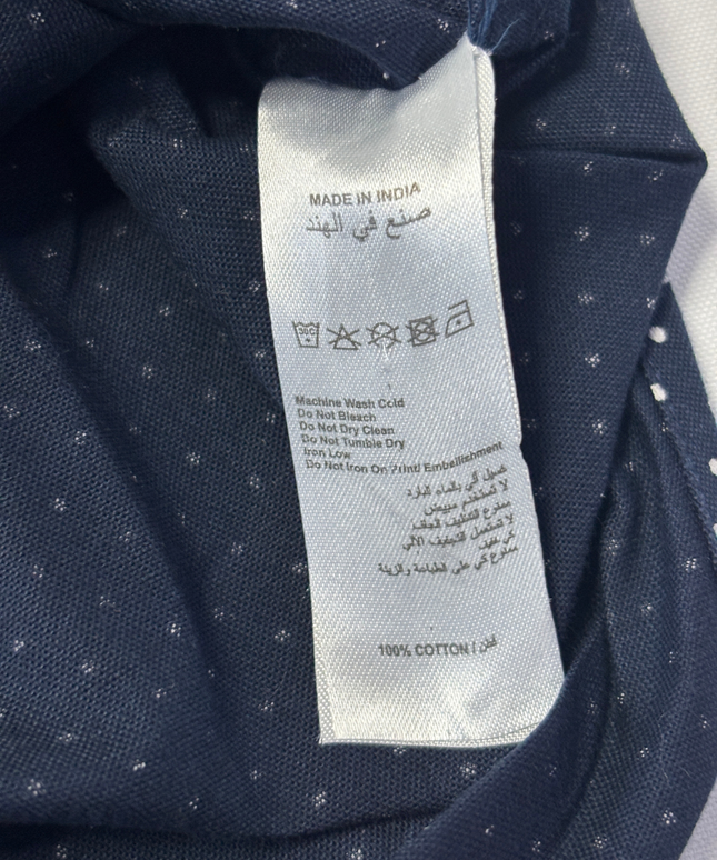 OFFROAD Navy Blue Polka Dot Long Sleeve Button-Down Shirt