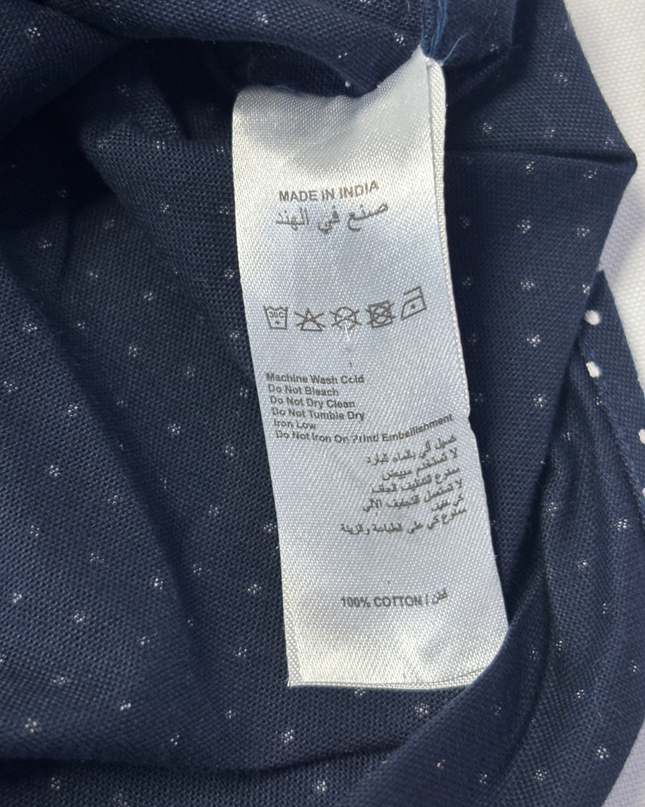 OFFROAD Navy Blue Polka Dot Long Sleeve Button-Down Shirt