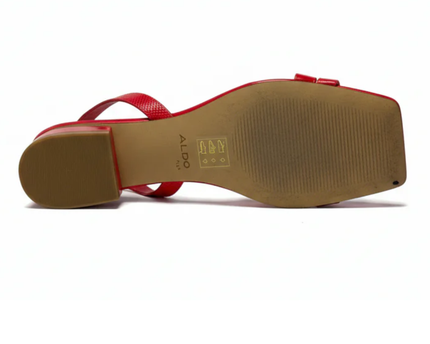 Aldo Red Lilian Strappy Square Toe Low Heel Sandals | With Box