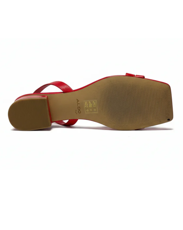 Aldo Red Lilian Strappy Square Toe Low Heel Sandals | With Box