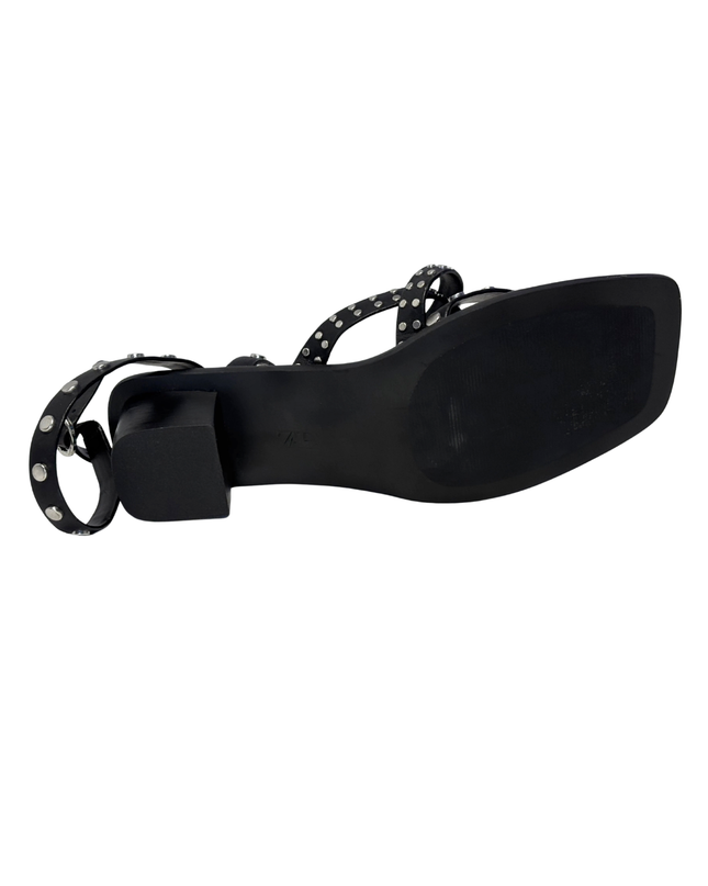 Zara Black Studded Gladiator Block Heel Sandals