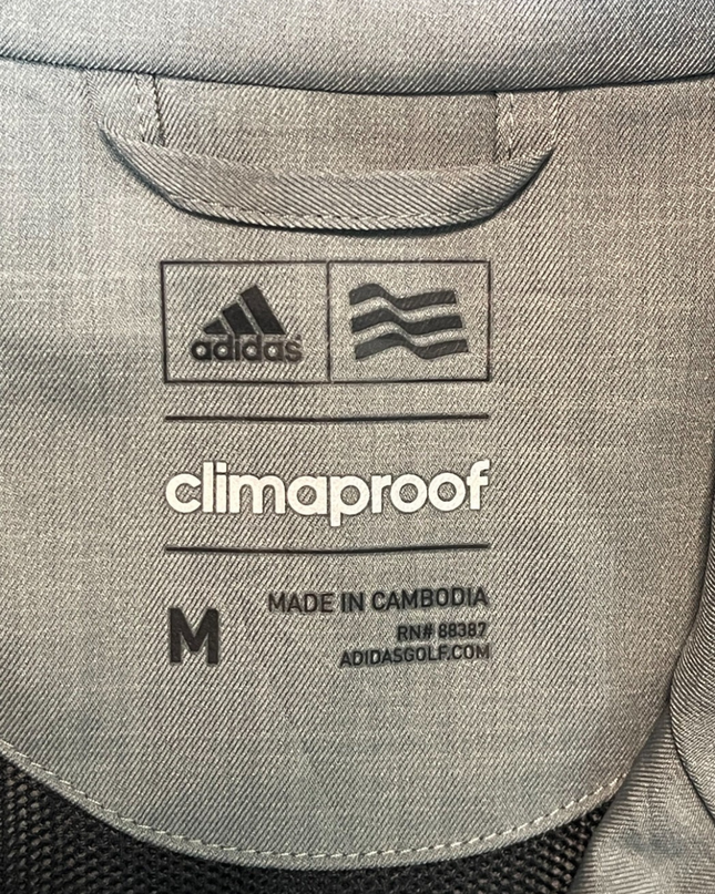 Adidas Grey Climaproof Golf Full-Zip Sports Jacket