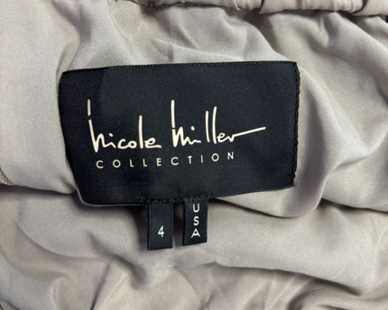 Nicole Miller Collection Champagne Ruched Off-The-Shoulder Dress