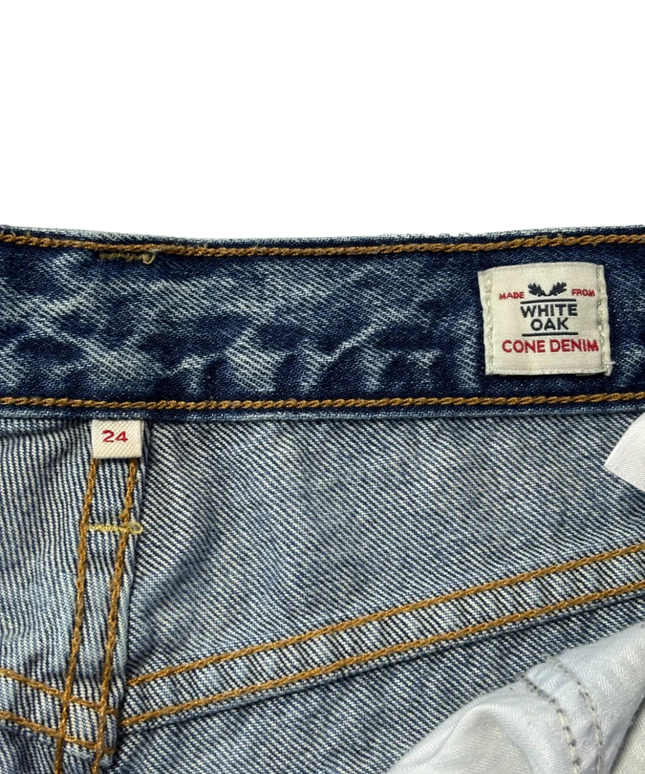 Levi's Blue Distressed High-Rise Straight Leg Jeans