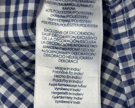 Chaps Navy Blue & White Gingham Button-Down Shirt
