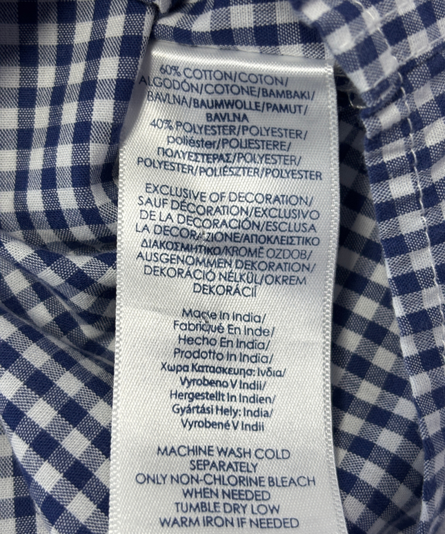 Chaps Navy Blue & White Gingham Button-Down Shirt