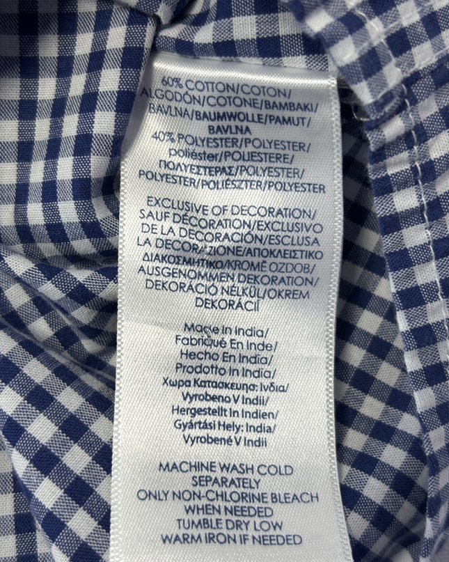 Chaps Navy Blue & White Gingham Button-Down Shirt