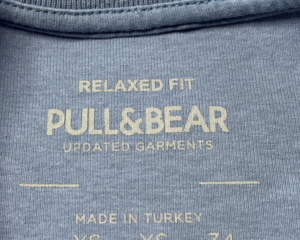 Pull & Bear Blue Relaxed Fit Embossed Graphic T-Shirt