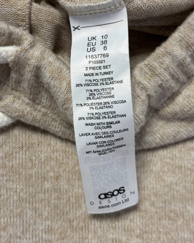 ASOS DESIGN Beige Marl Knit Drawstring Jogger Pants