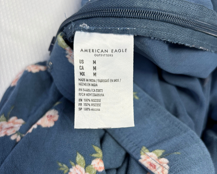 American Eagle Blue Floral Print Viscose Mini Skirt