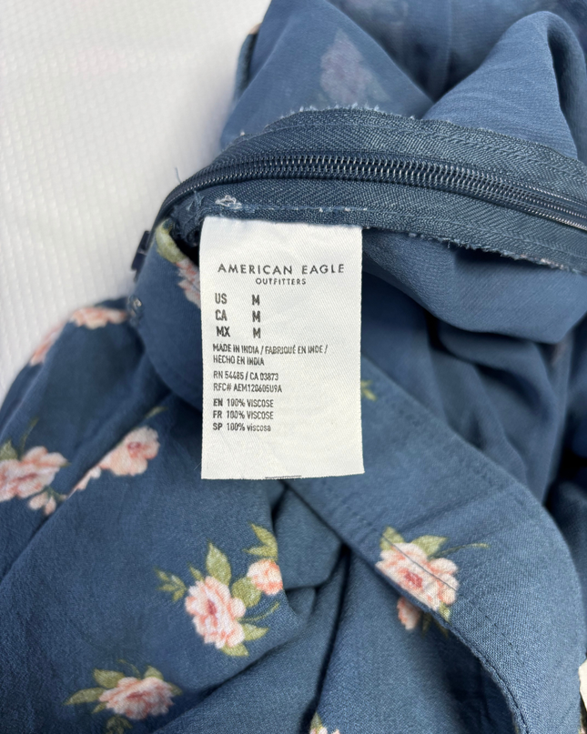 American Eagle Blue Floral Print Viscose Mini Skirt