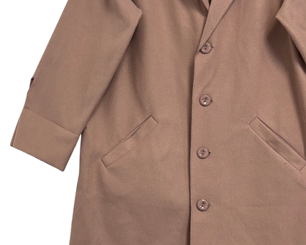 Mauve Notched Lapel Mid-Length Coat