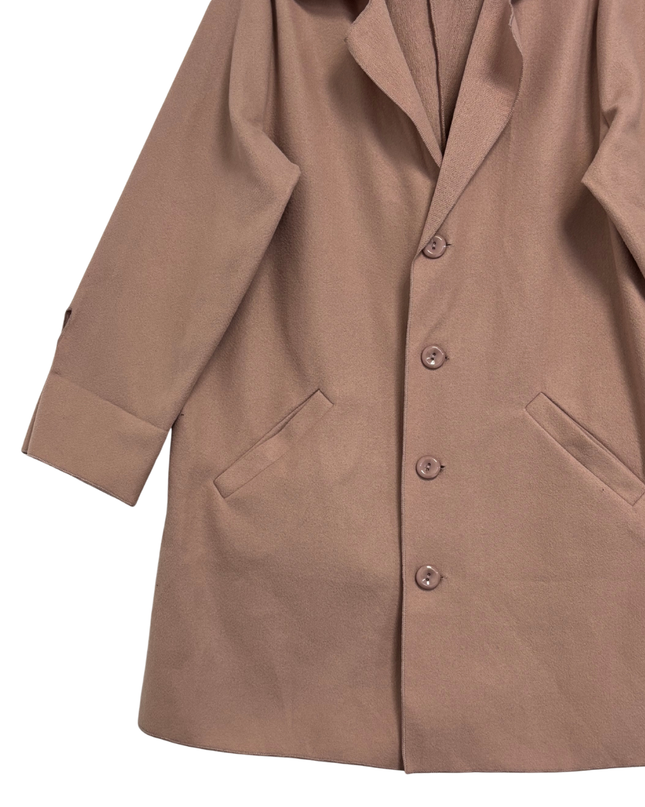 Mauve Notched Lapel Mid-Length Coat