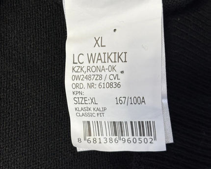 LC WAIKIKI Black Textured Grid Knit Crew Neck Sweater