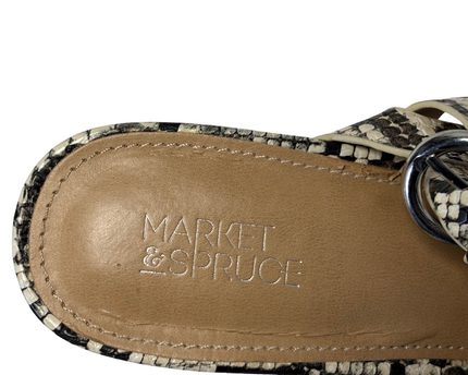 Market & Spruce Snakeskin Braided Block Heel Sandals