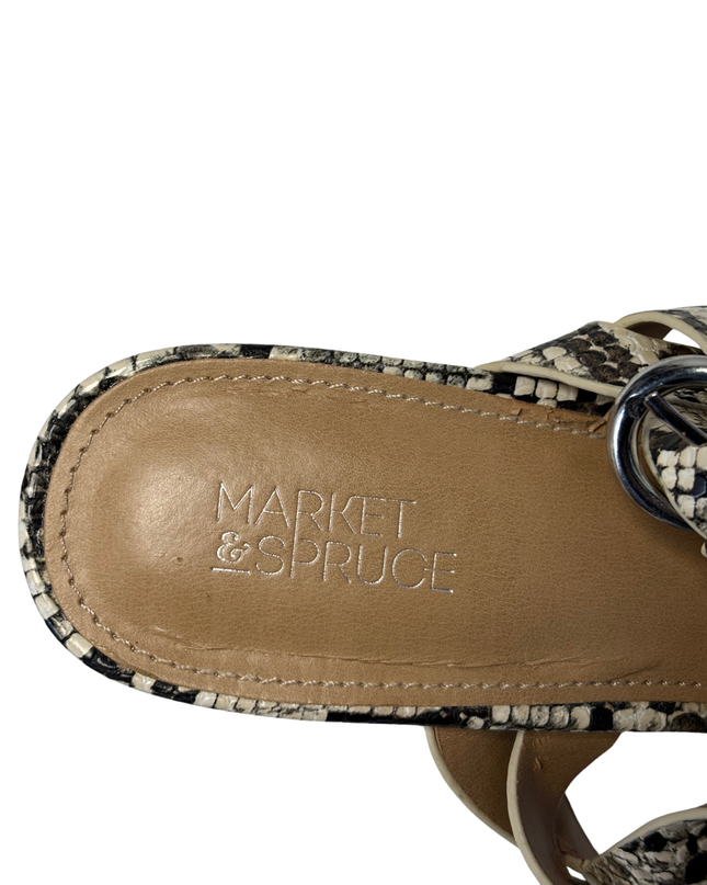 Market & Spruce Snakeskin Braided Block Heel Sandals