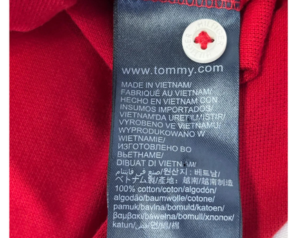 Tommy Hilfiger Red Long-Sleeve Cotton Polo Shirt