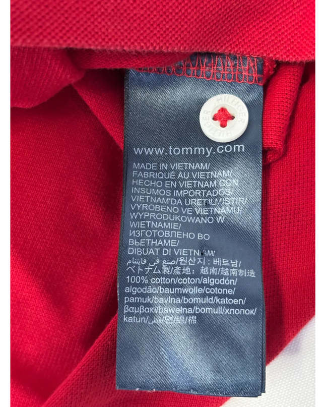 Tommy Hilfiger Red Long-Sleeve Cotton Polo Shirt