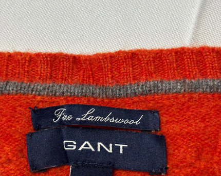 Gant Orange Fine Lambswool Cable Knit Crew Neck Sweater