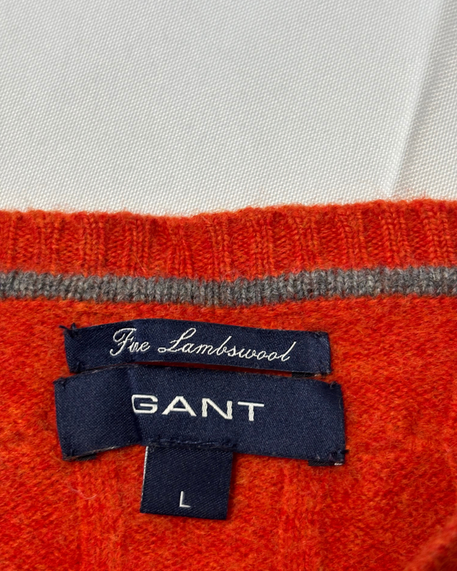 Gant Orange Fine Lambswool Cable Knit Crew Neck Sweater