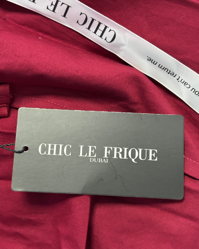 Chic Le Frique Burgundy Bustier Mini Dress with Tie Straps W/Tags