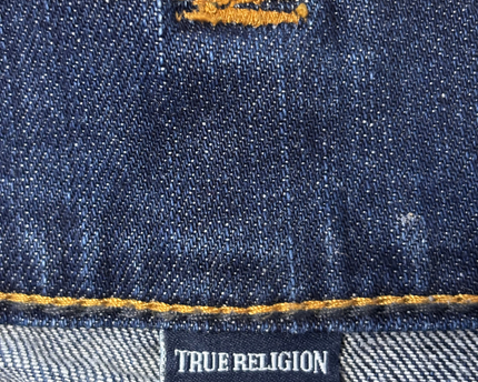 True Religion Blue Geno Relaxed Slim Patched Jeans