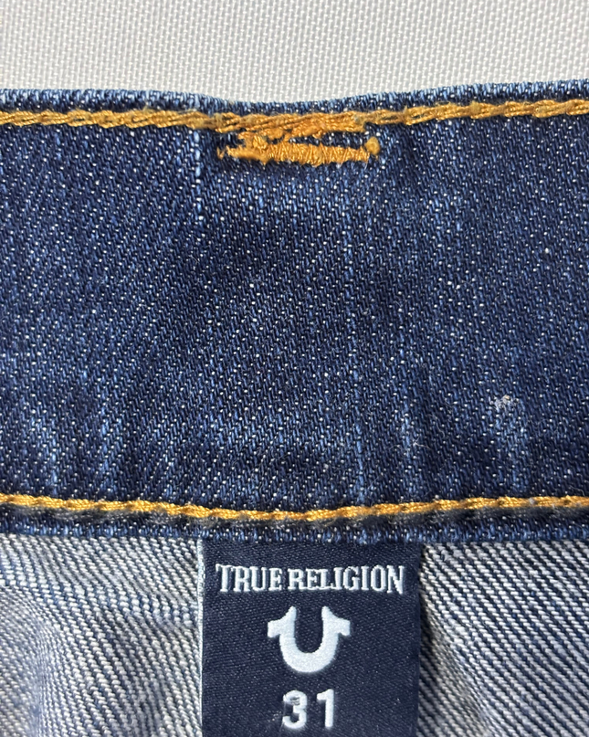 True Religion Blue Geno Relaxed Slim Patched Jeans