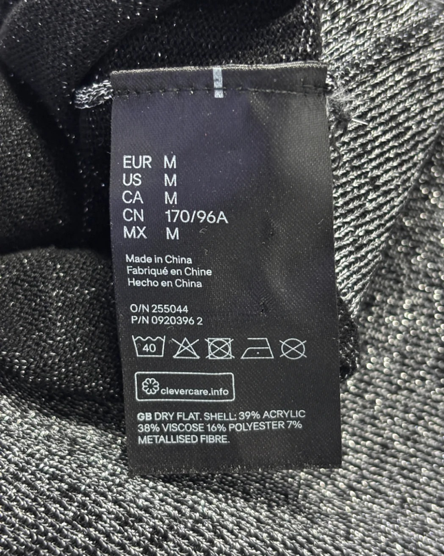 H&M Grey Shimmer Puffed Shoulder Sweater