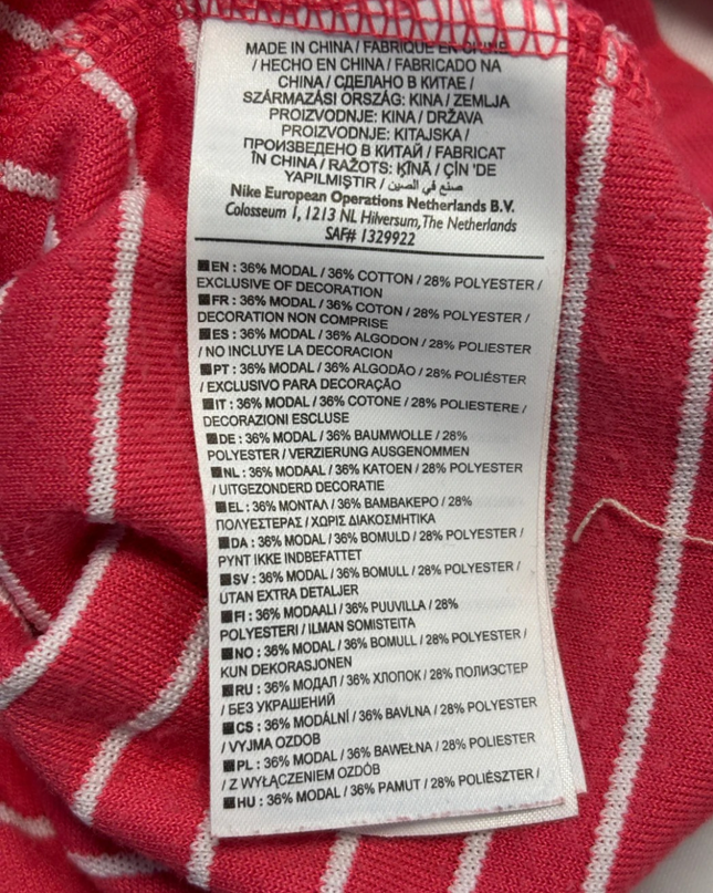 Nike Pink Striped Terry Cloth Wide Neck Top