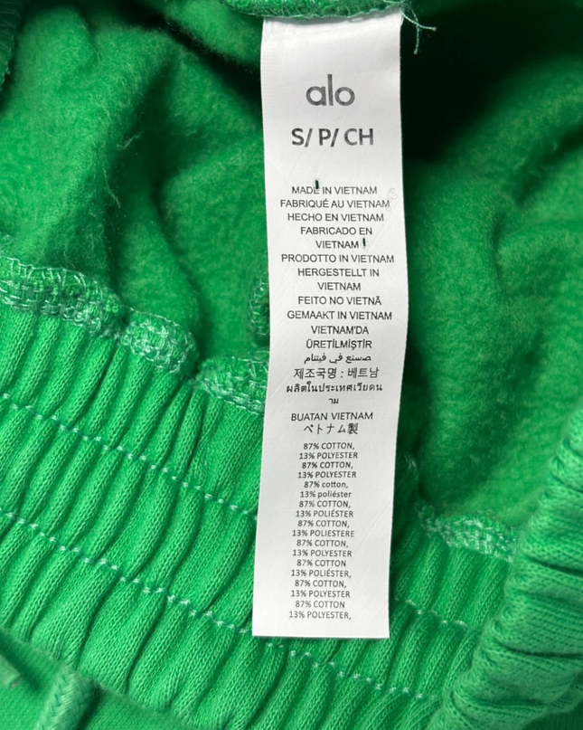 Alo Yoga Green Fleece Lounge Sweat Shorts