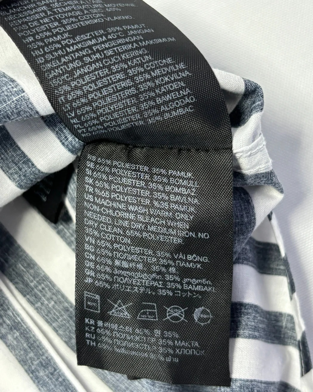 H&M Black/White Striped Slim Fit Long Sleeve Shirt