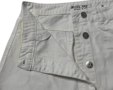 Noisy May White Button-Down Denim Mini Skirt