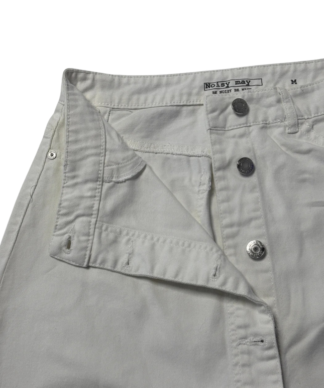 Noisy May White Button-Down Denim Mini Skirt